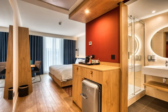 Hampton by Hilton modular hotel room interior Bristol